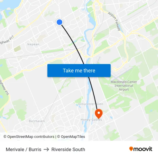 Merivale / Burris to Riverside South map