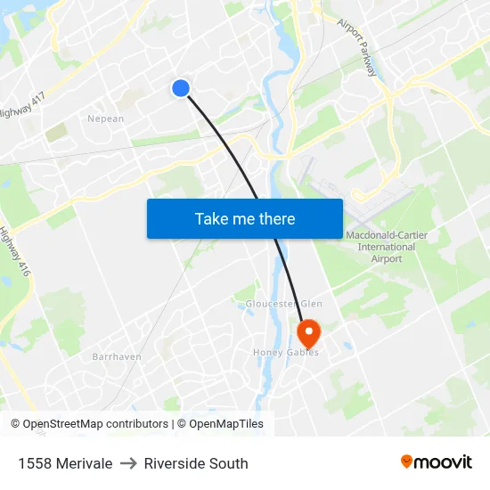 1558 Merivale to Riverside South map