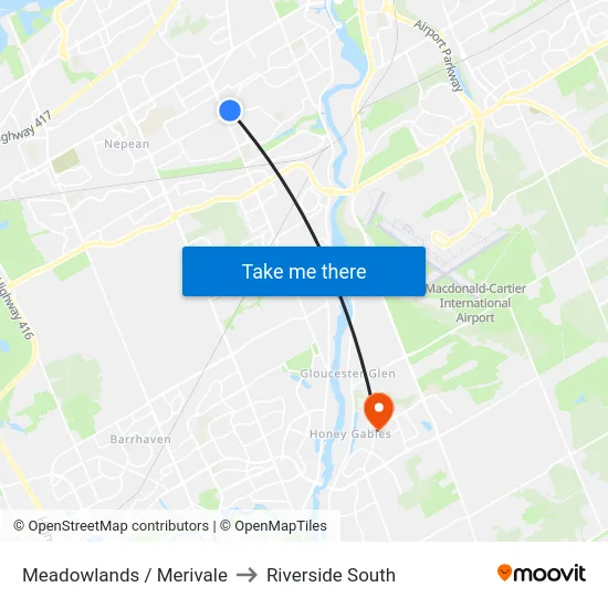 Meadowlands / Merivale to Riverside South map