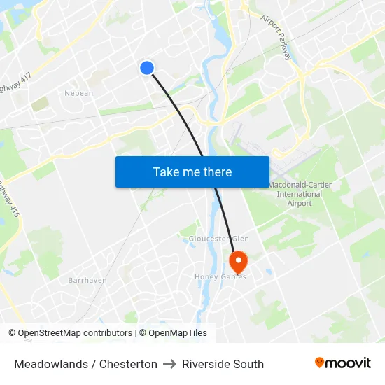 Meadowlands / Chesterton to Riverside South map