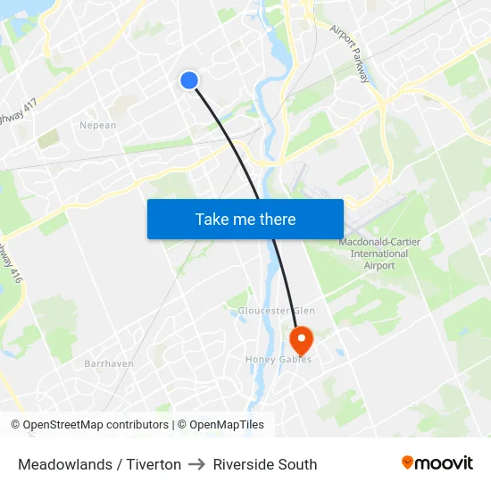 Meadowlands / Tiverton to Riverside South map