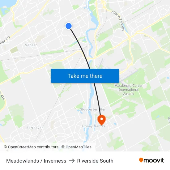 Meadowlands / Inverness to Riverside South map
