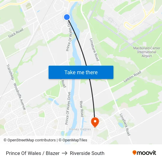 Prince Of Wales / Blazer to Riverside South map