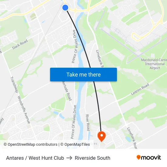Antares / West Hunt Club to Riverside South map