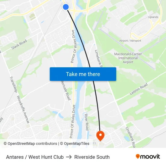Antares / West Hunt Club to Riverside South map