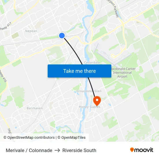 Merivale / Colonnade to Riverside South map