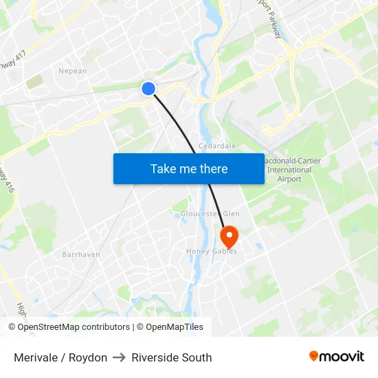 Merivale / Roydon to Riverside South map
