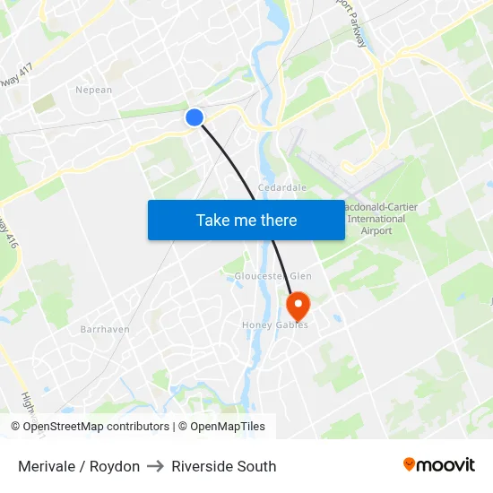 Merivale / Roydon to Riverside South map