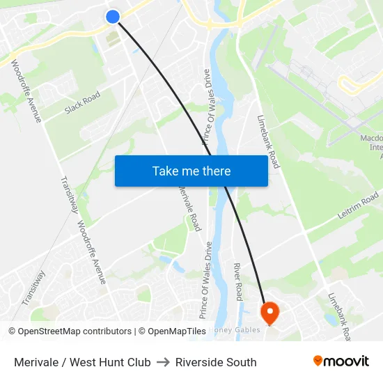 Merivale / West Hunt Club to Riverside South map