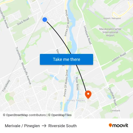 Merivale / Pineglen to Riverside South map