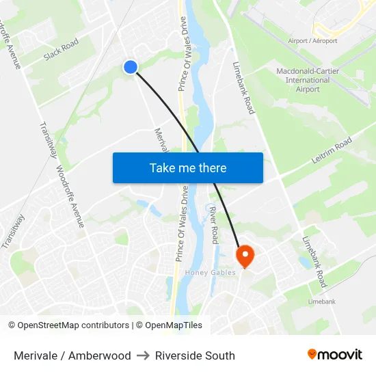 Merivale / Amberwood to Riverside South map