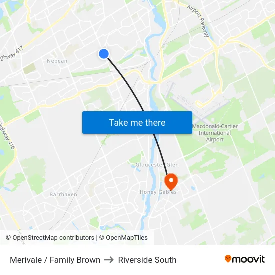Merivale / Family Brown to Riverside South map