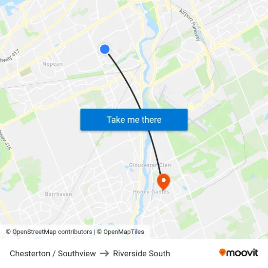 Chesterton / Southview to Riverside South map