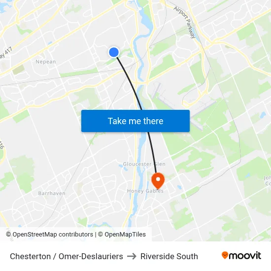 Chesterton / Omer-Deslauriers to Riverside South map