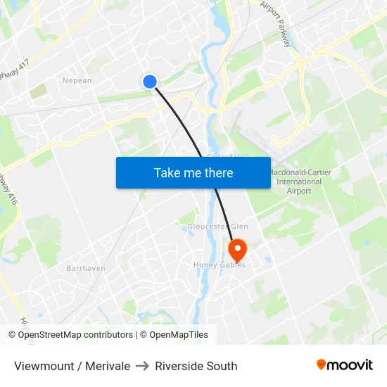 Viewmount / Merivale to Riverside South map