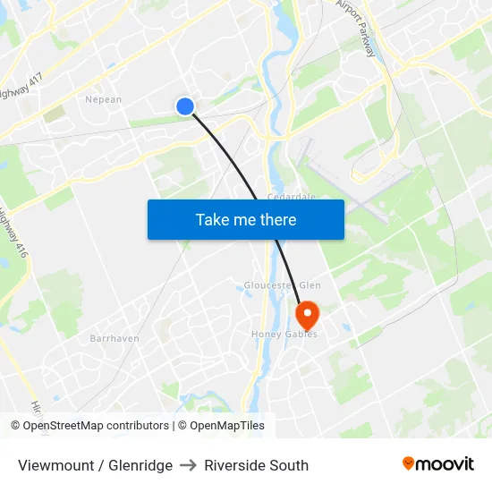 Viewmount / Glenridge to Riverside South map