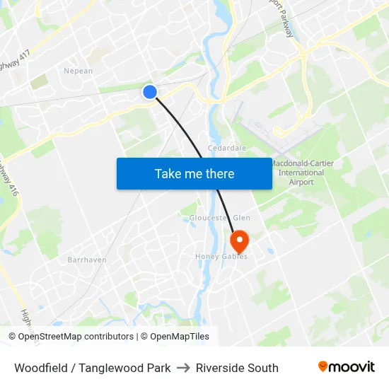 Woodfield / Tanglewood Park to Riverside South map