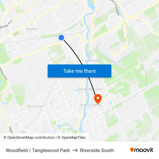 Woodfield / Tanglewood Park to Riverside South map