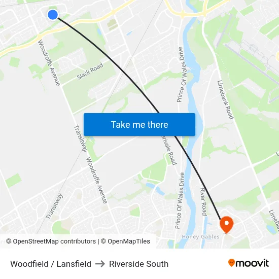 Woodfield / Lansfield to Riverside South map
