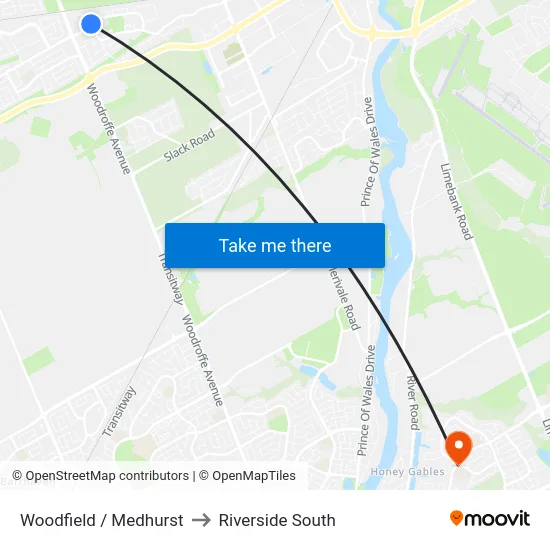 Woodfield / Medhurst to Riverside South map