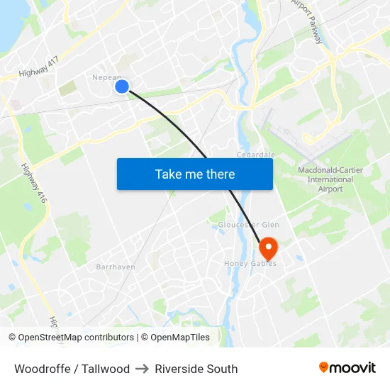 Woodroffe / Tallwood to Riverside South map