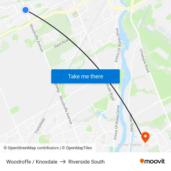 Woodroffe / Knoxdale to Riverside South map