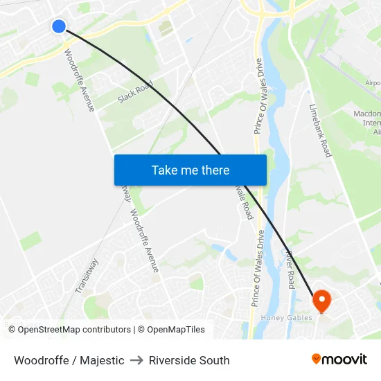 Woodroffe / Majestic to Riverside South map