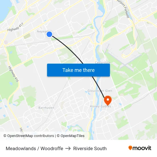 Meadowlands / Woodroffe to Riverside South map