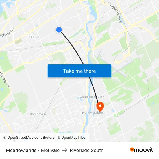 Meadowlands / Merivale to Riverside South map