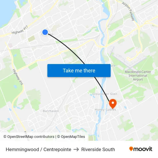Hemmingwood / Centrepointe to Riverside South map