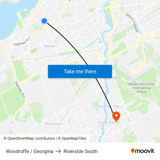 Woodroffe / Georgina to Riverside South map
