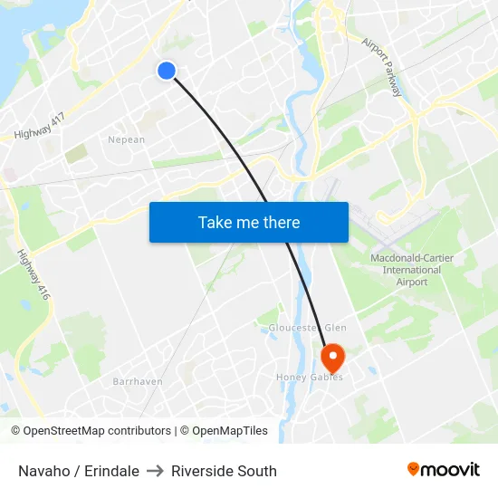 Navaho / Erindale to Riverside South map
