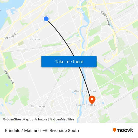 Erindale / Maitland to Riverside South map