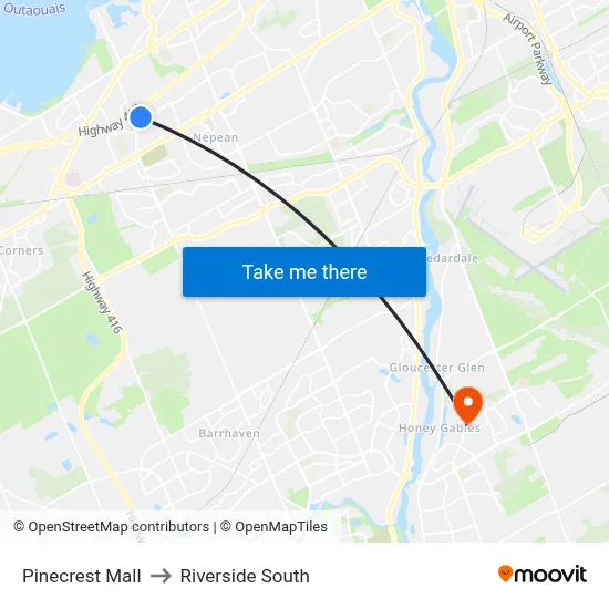 Pinecrest Mall to Riverside South map