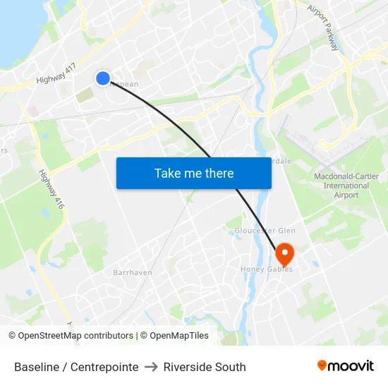 Baseline / Centrepointe to Riverside South map
