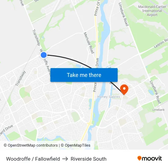 Woodroffe / Fallowfield to Riverside South map