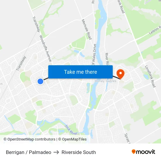 Berrigan / Palmadeo to Riverside South map
