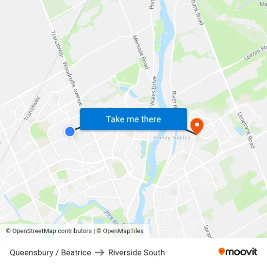 Queensbury / Beatrice to Riverside South map