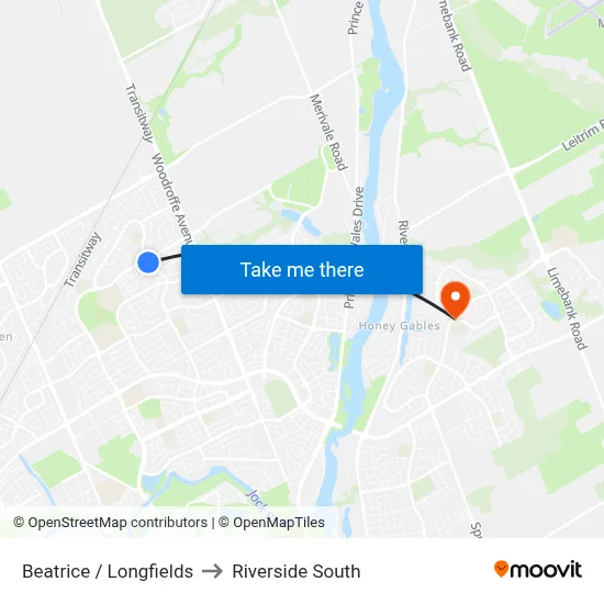 Beatrice / Longfields to Riverside South map