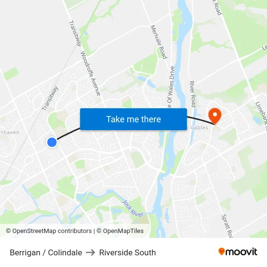 Berrigan / Colindale to Riverside South map