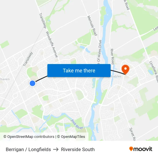 Berrigan / Longfields to Riverside South map
