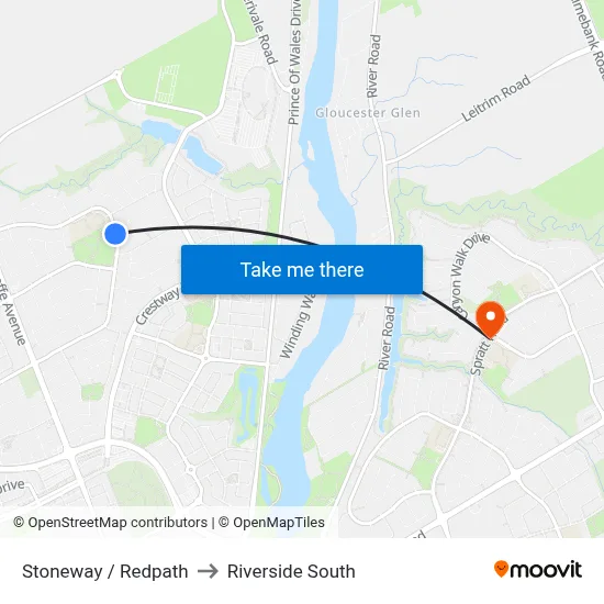 Stoneway / Redpath to Riverside South map