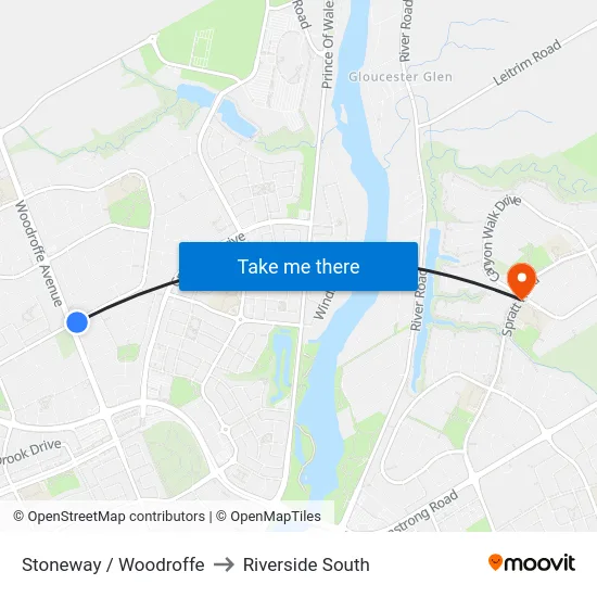 Stoneway / Woodroffe to Riverside South map