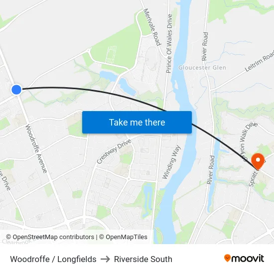 Woodroffe / Longfields to Riverside South map