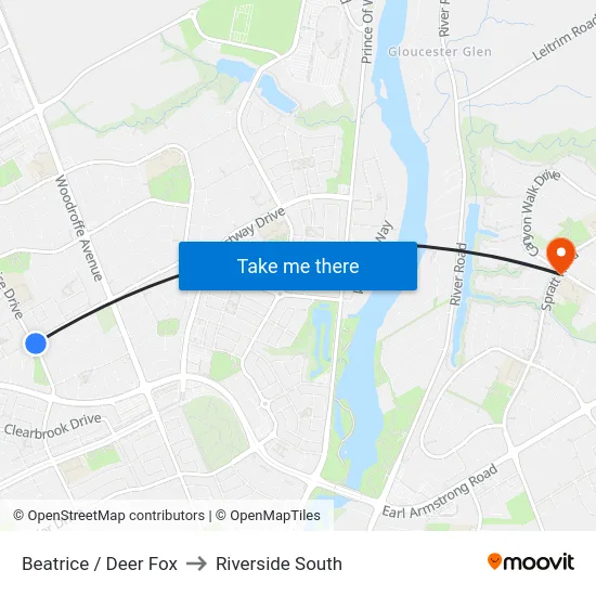 Beatrice / Deer Fox to Riverside South map