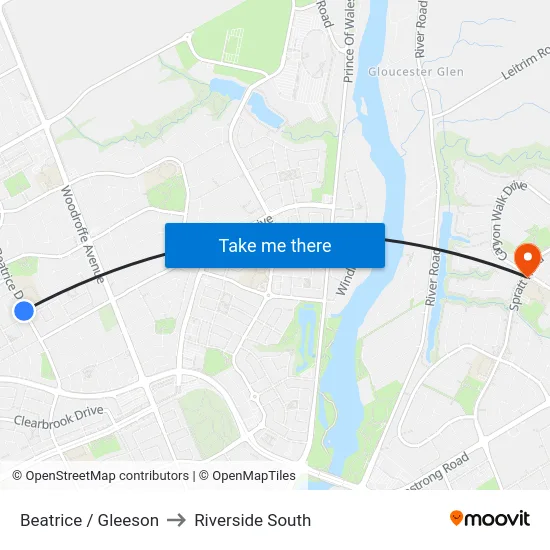 Beatrice / Gleeson to Riverside South map