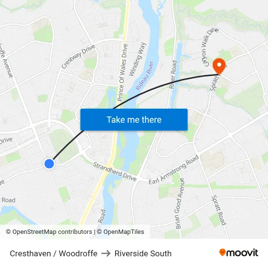 Cresthaven / Woodroffe to Riverside South map