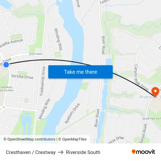 Cresthaven / Crestway to Riverside South map