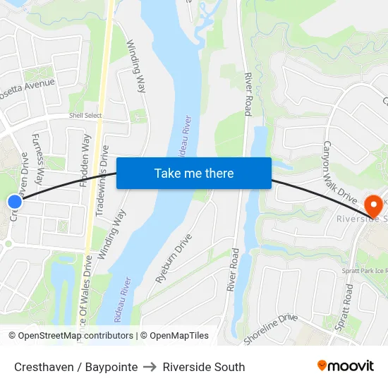Cresthaven / Baypointe to Riverside South map
