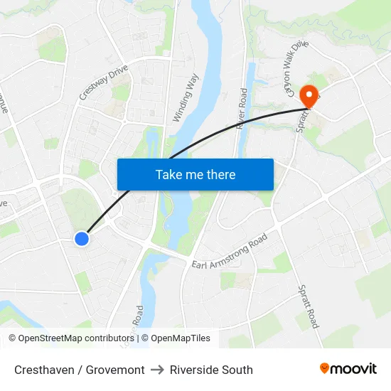Cresthaven / Grovemont to Riverside South map
